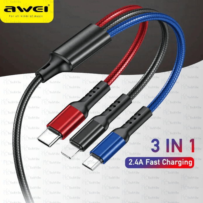 Awei 3 In 1 Multi Charging Cable - TechVibe