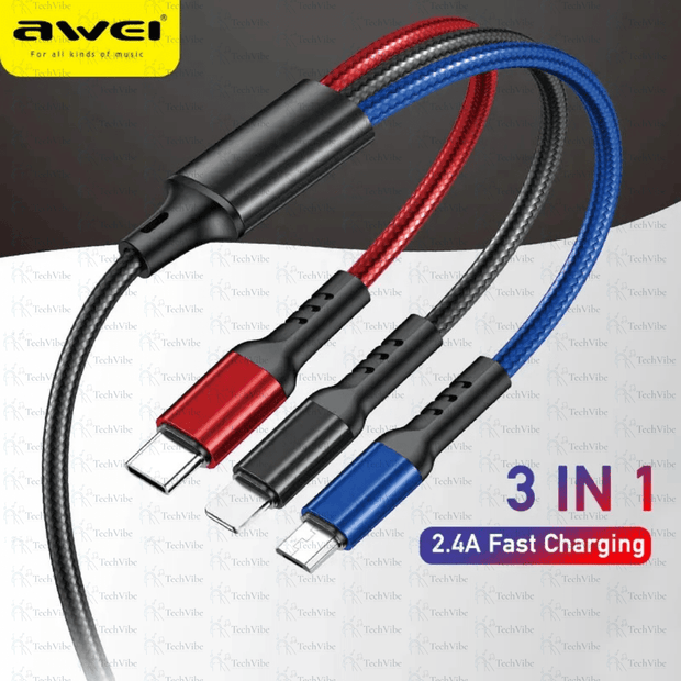 Awei 3 In 1 Multi Charging Cable - TechVibe