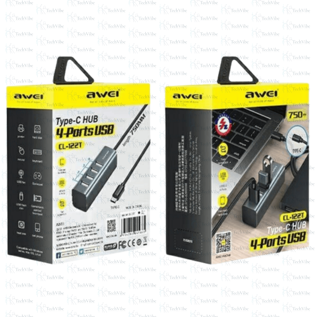 Awei 4 - Port Type - C Hub Usb 2.0 Extender Docking Station - TechVibe