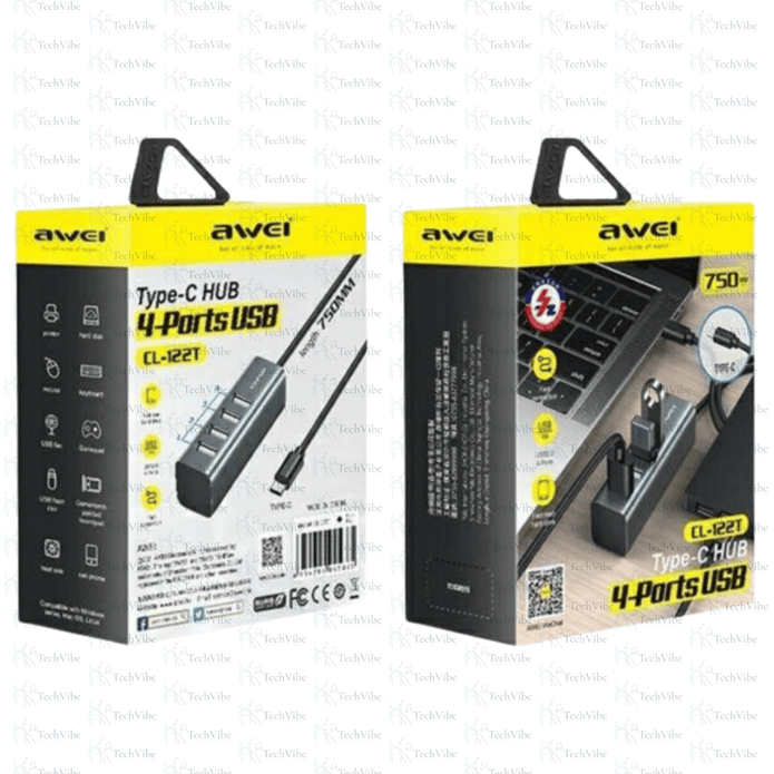 Awei 4 - Port Type - C Hub Usb 2.0 Extender Docking Station - TechVibe