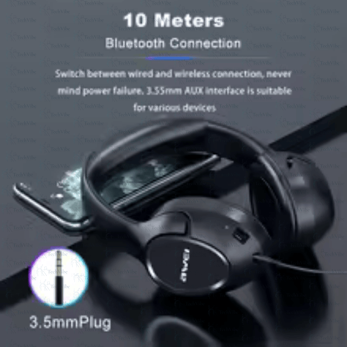 Awei A770Bl Wireless Stereo Headphone (Bluetooth 5.0 + Aux Connection) - TechVibe