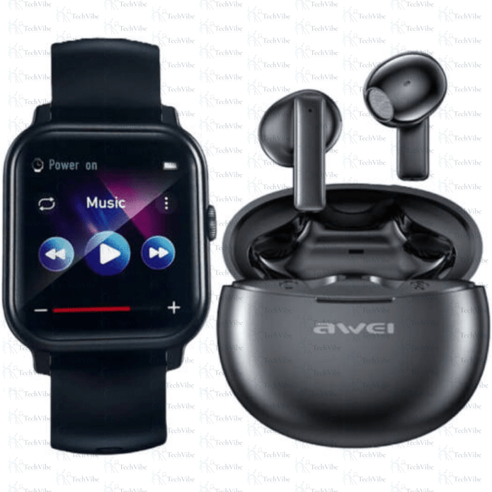Awei He - 1 Combo H41 Smart Watch + T87 Tws Bluetooth Earphones Touch Control - Waterproof - TechVibe