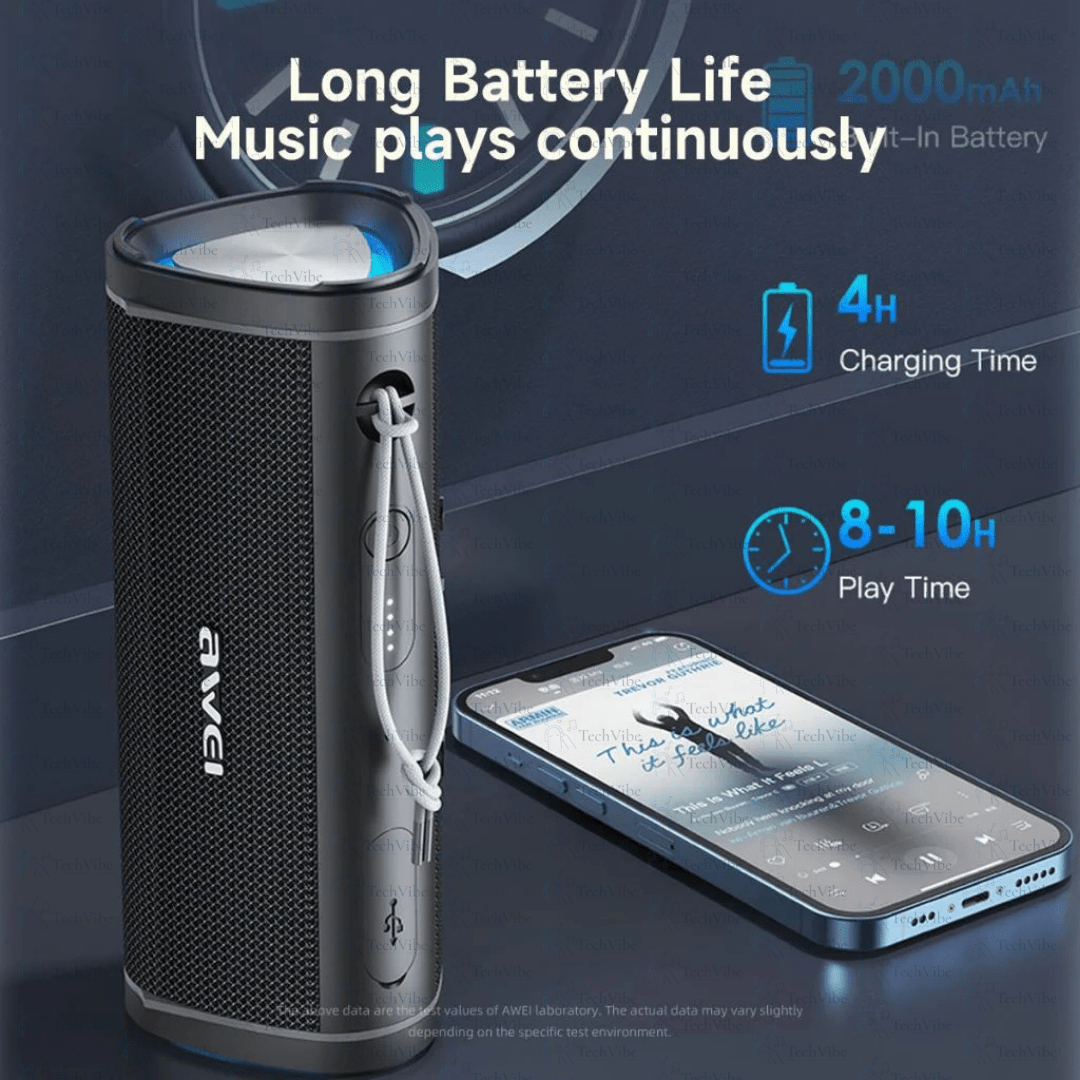 Awei Portable Bluetooth Speaker With Dual 45Mm Drivers, Tws Pairing, And Ipx6 Waterproof Design - TechVibe