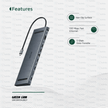Green Lion 12 - In - 1 4K Hdmi Ethernet Usb - C Hub - Gray - TechVibe