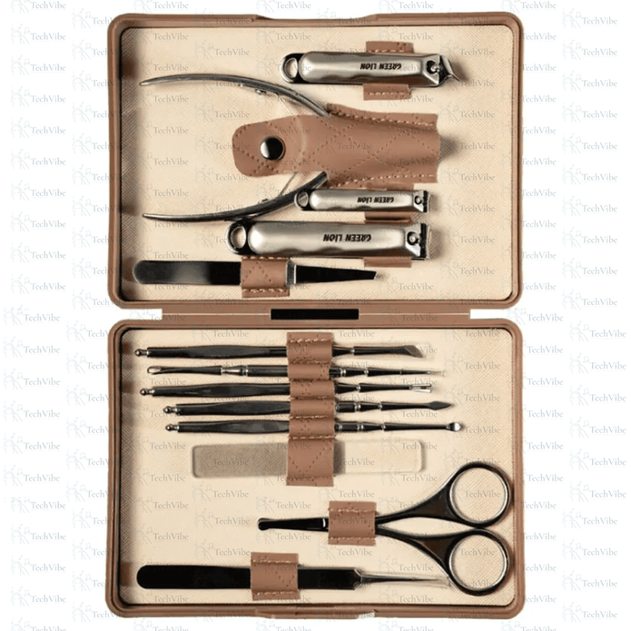 Green Lion 13 In 1 Manicure Kit - Brown - TechVibe