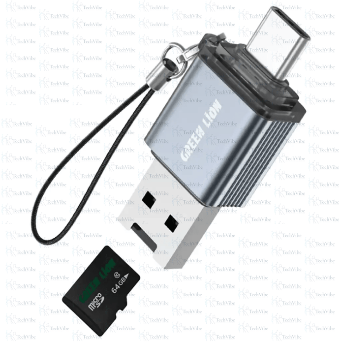 Green Lion 2 - in - 1 Card Reader with Supports Micro SD Cards - TechVibe