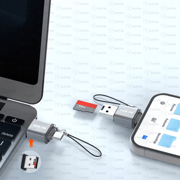 Green Lion 2 - in - 1 Card Reader with Supports Micro SD Cards - TechVibe
