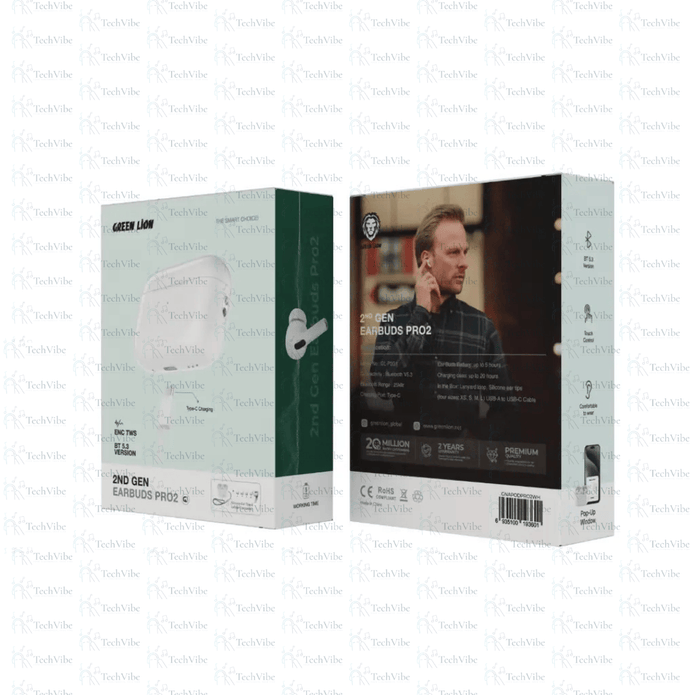Green Lion 2Nd Gen Earbuds Pro 2 - White - TechVibe