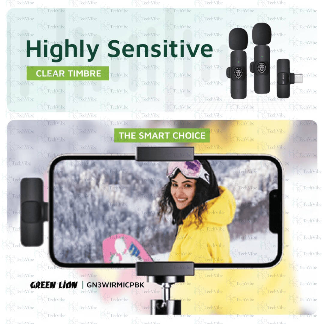 Green Lion 3 In 1 Wireless Microphone - Black - TechVibe