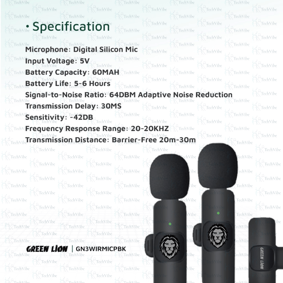 Green Lion 3 In 1 Wireless Microphone - Black - TechVibe