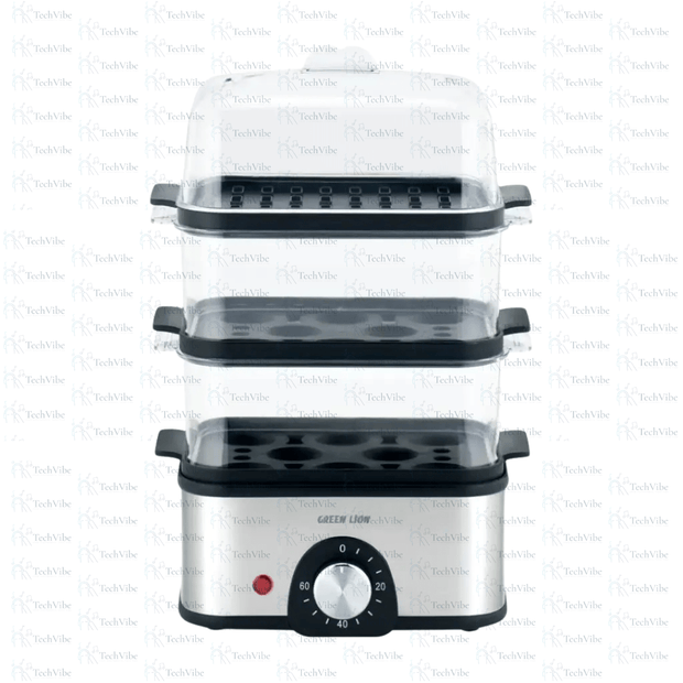 Green Lion 3 - Tier Egg Cooker | Vegetable Steamer 500W - TechVibe