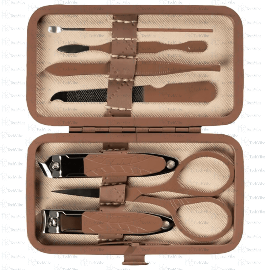 Green Lion 7 In 1 Manicure Kit - Brown - TechVibe