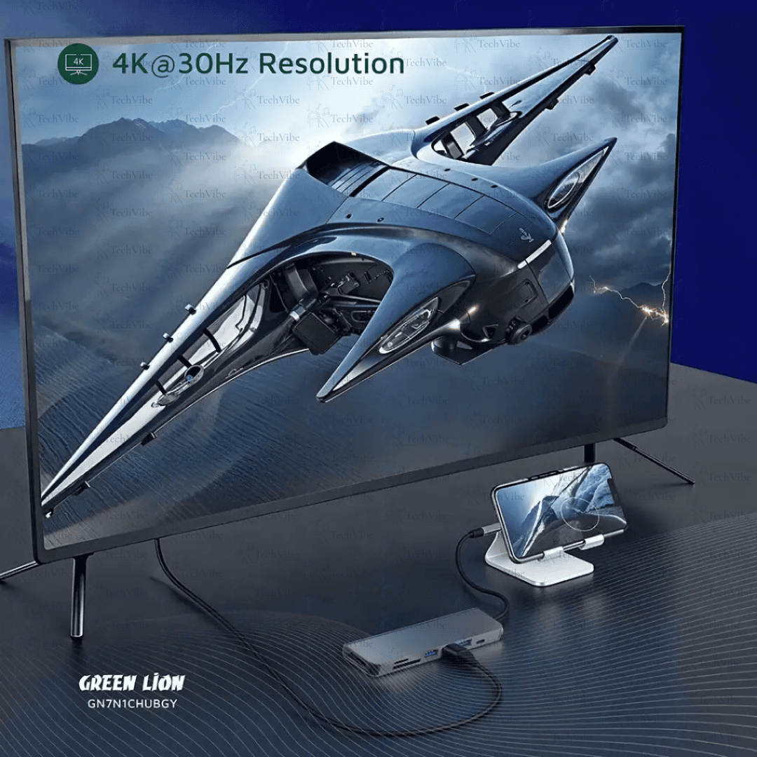 Green Lion 7 - In - 1 Usb - C Hub - Gray - TechVibe