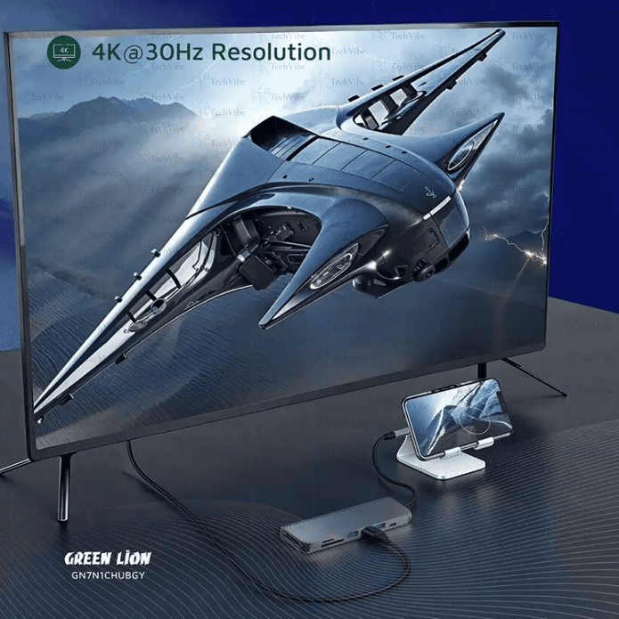 Green Lion 7 - In - 1 Usb - C Hub - Gray - TechVibe