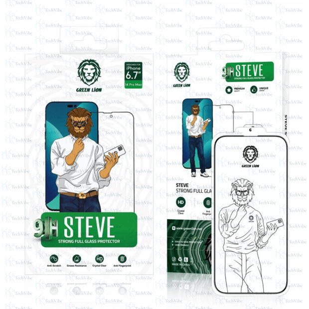 Green Lion 9H Steve Glass Strong Full Screen Protector For iPhone 14 Series - TechVibe