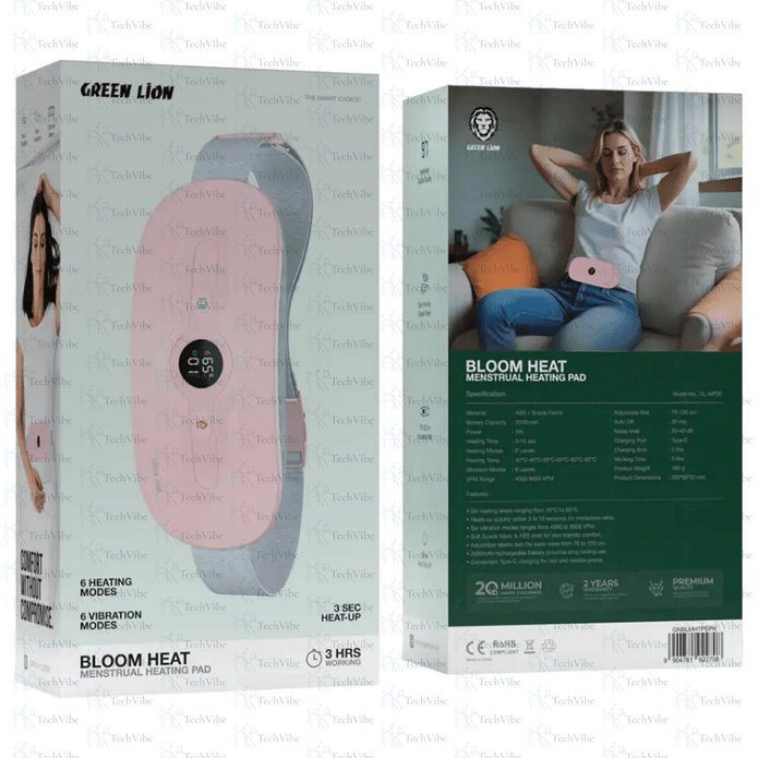Green Lion Bloom Heat Menstrual Heating Pad - Pink - TechVibe
