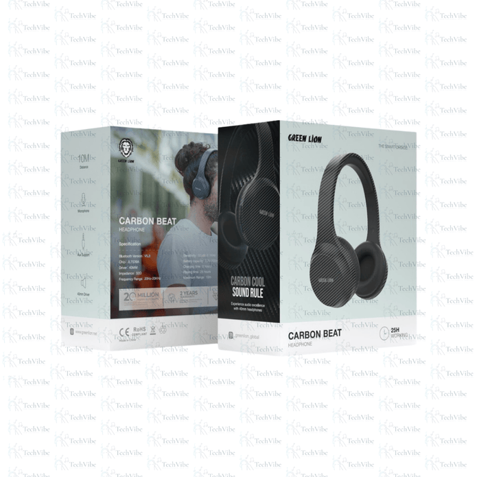 Green Lion Carbon Beat Headphone - Black - TechVibe