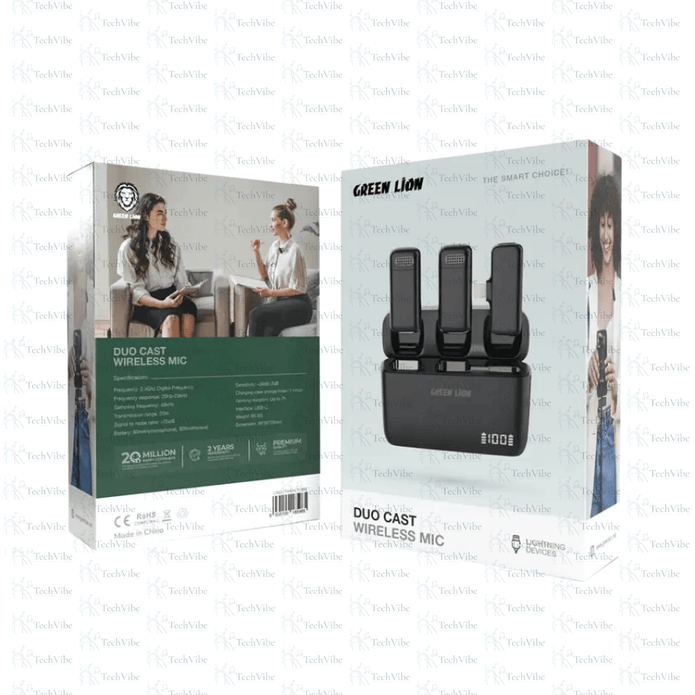 Green Lion Duo Cast Wireless Mic - Black - TechVibe