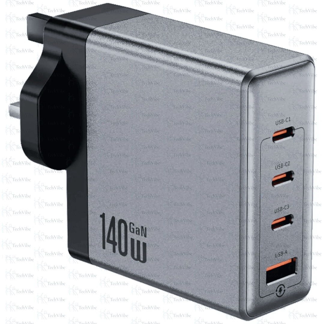 Green Lion Gan Premium Uk Plug Wall Charger 140W - Gray - TechVibe