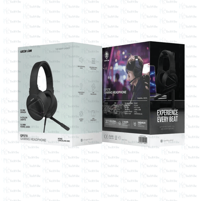 Green Lion Gp27X Gaming Headphone - Black - TechVibe