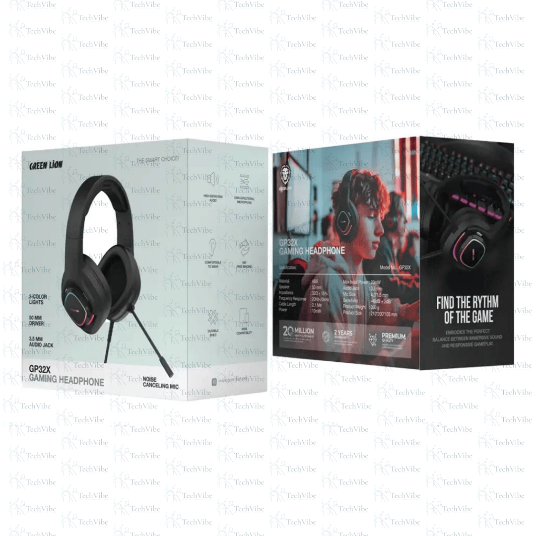 Green Lion Gp32X Gaming Headphone - Black - TechVibe