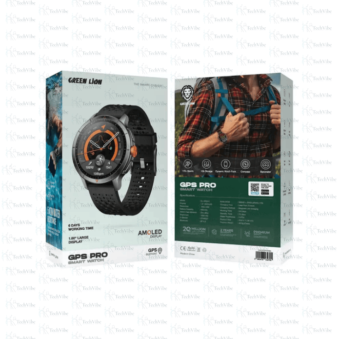 Green Lion Gps Pro Smartwatch Black - TechVibe