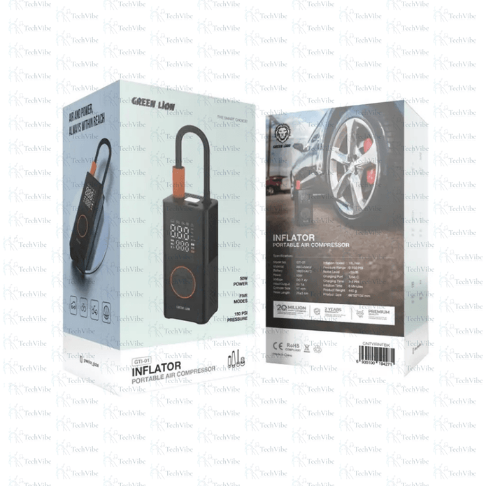 Green Lion GTI - 01 Inflator Portable Air Compressor - TechVibe