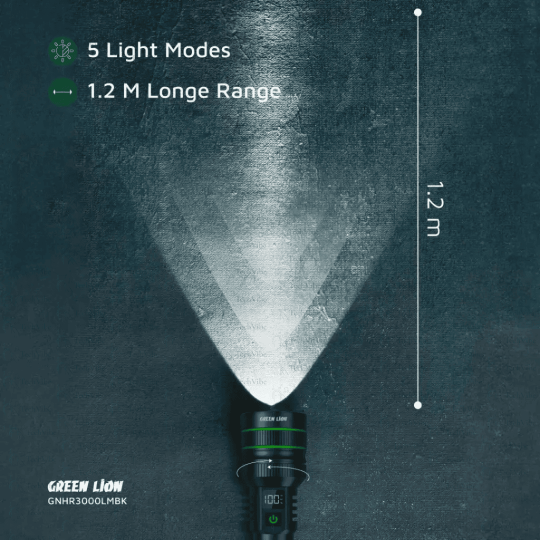 Green Lion Hyper Ray Pro Led Torch - Black - TechVibe