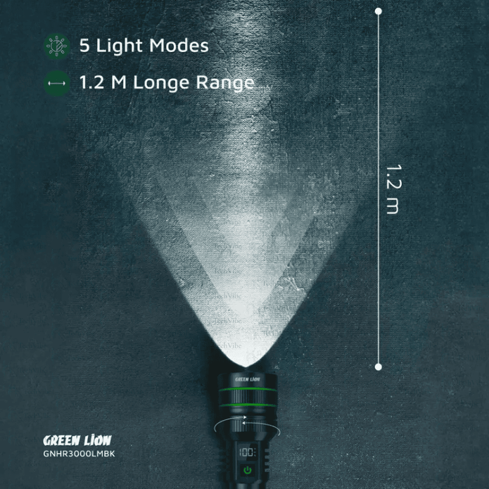 Green Lion Hyper Ray Pro Led Torch - Black - TechVibe