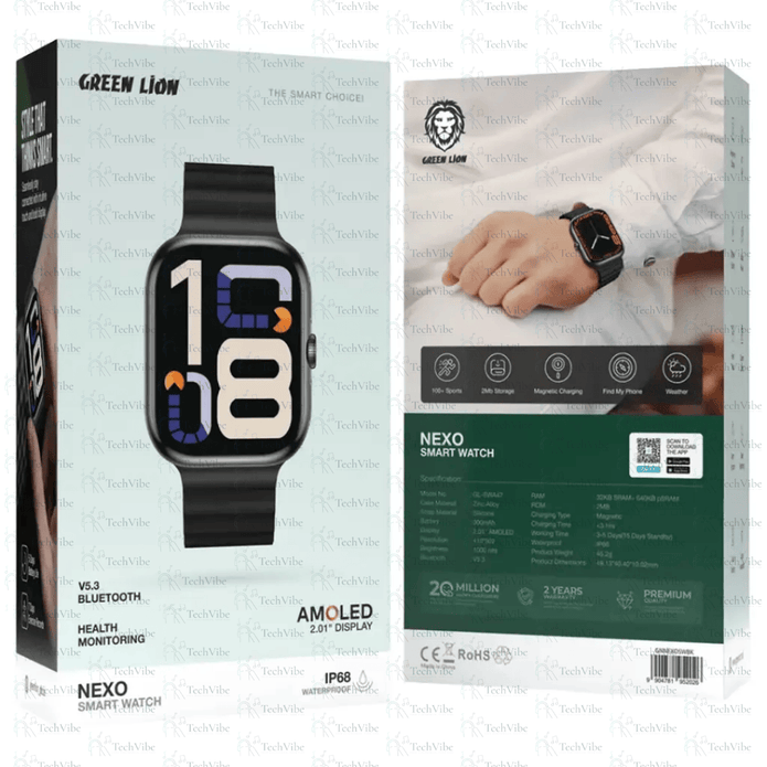 Green Lion Nexo Smart Watch - Black - TechVibe