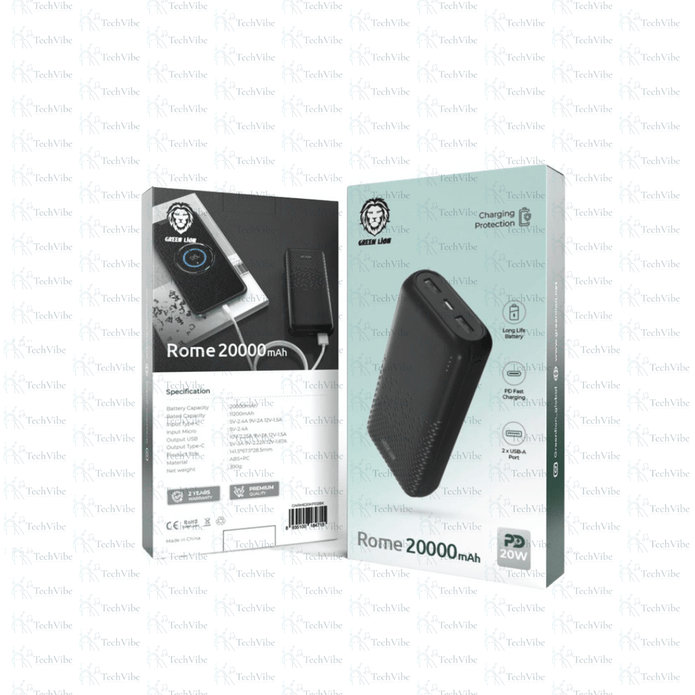 Green Lion Rome 20000mAh Power Bank - TechVibe