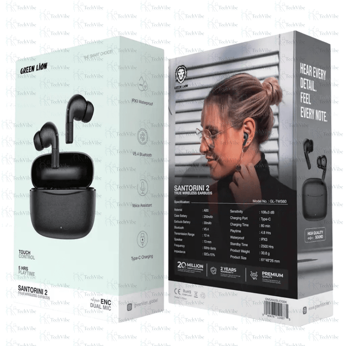 Green Lion Santorini 2 True Wireless Earbuds TWS - TechVibe