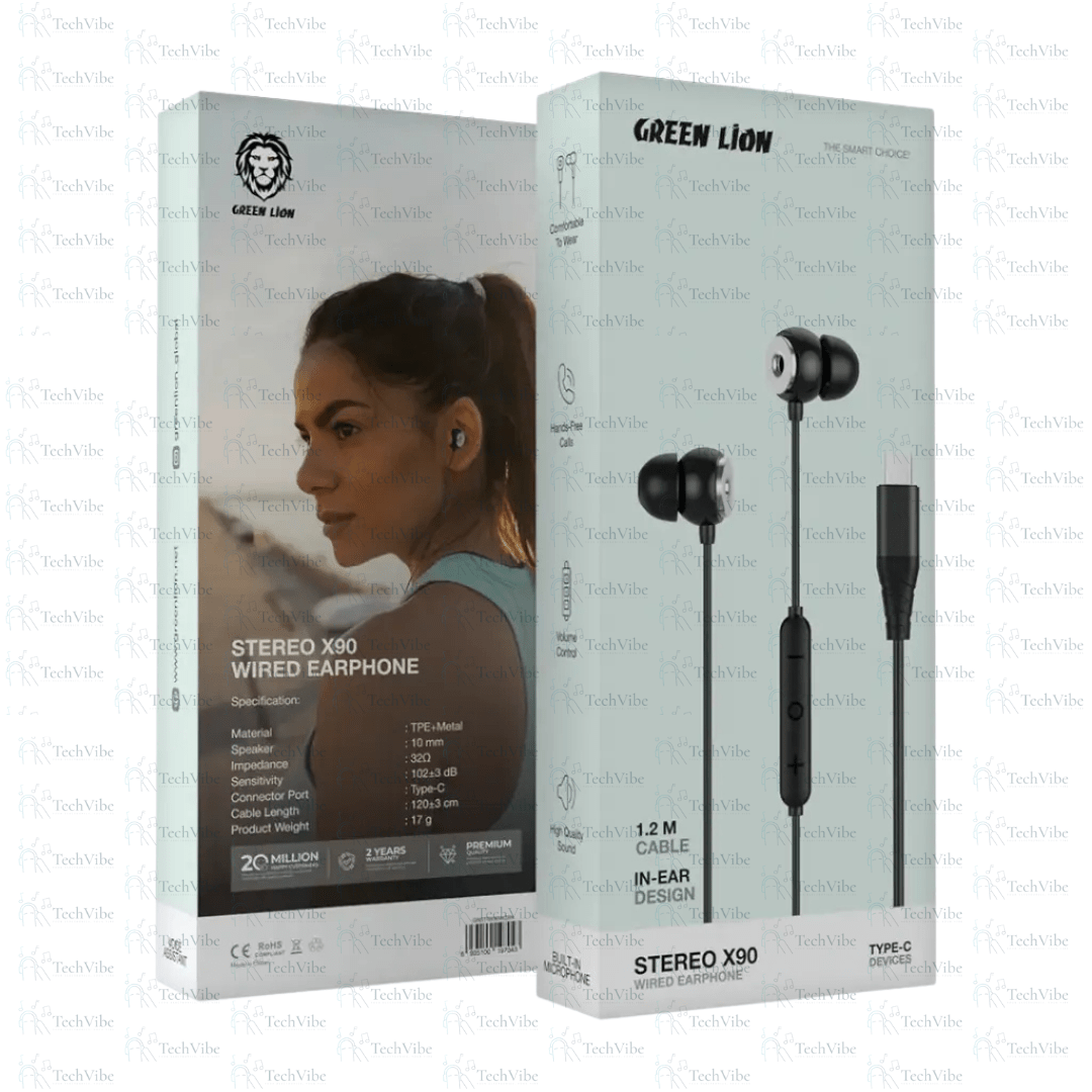 Green Lion Stereo X90 Type - C Wired Earphone - TechVibe