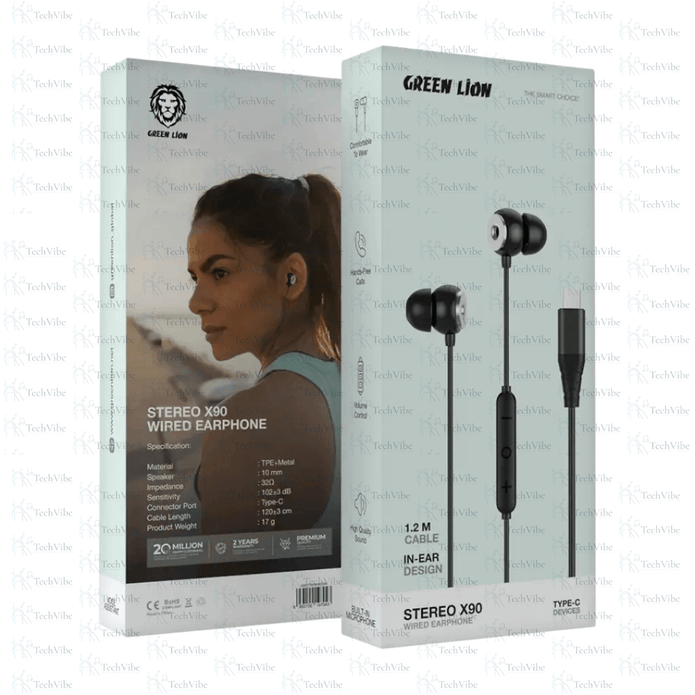 Green Lion Stereo X90 Type - C Wired Earphone - TechVibe
