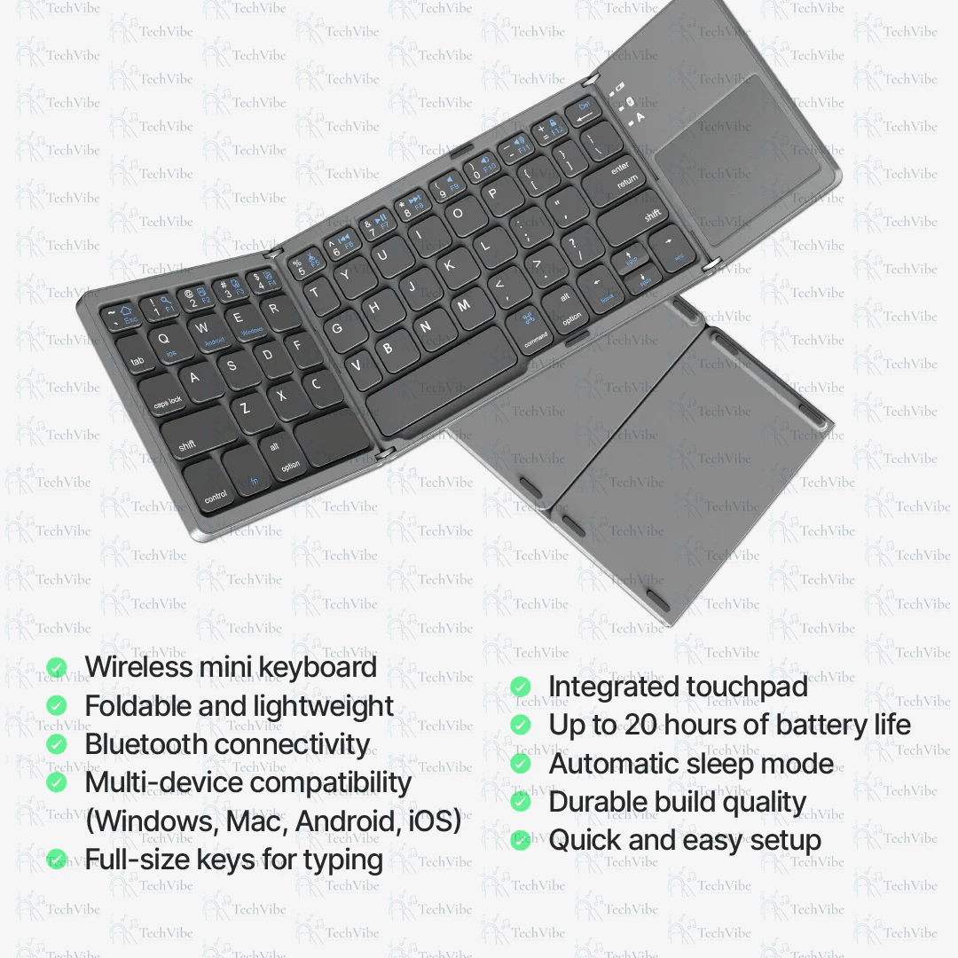 Jeqang Touch Wireless Bt Folding Keyboard - TechVibe