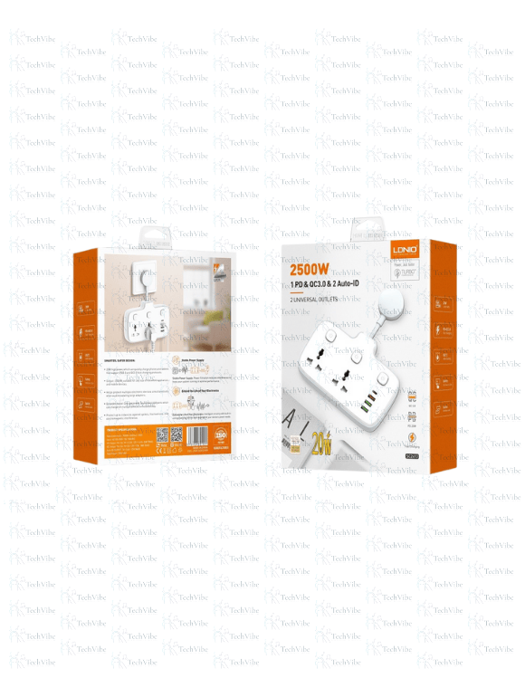 LDNIO 2 Ac Outlets Portable Electrical Extension Socket Sc2413 - TechVibe