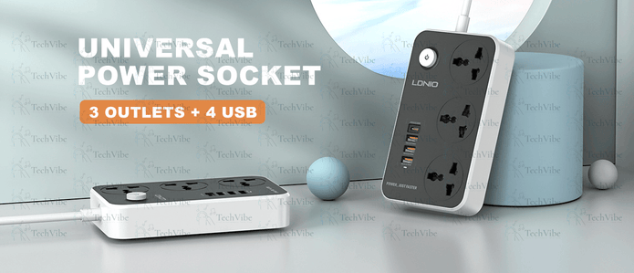 LDNIO 3 Ac Outlets Universal Power Strip Sc3412 - TechVibe