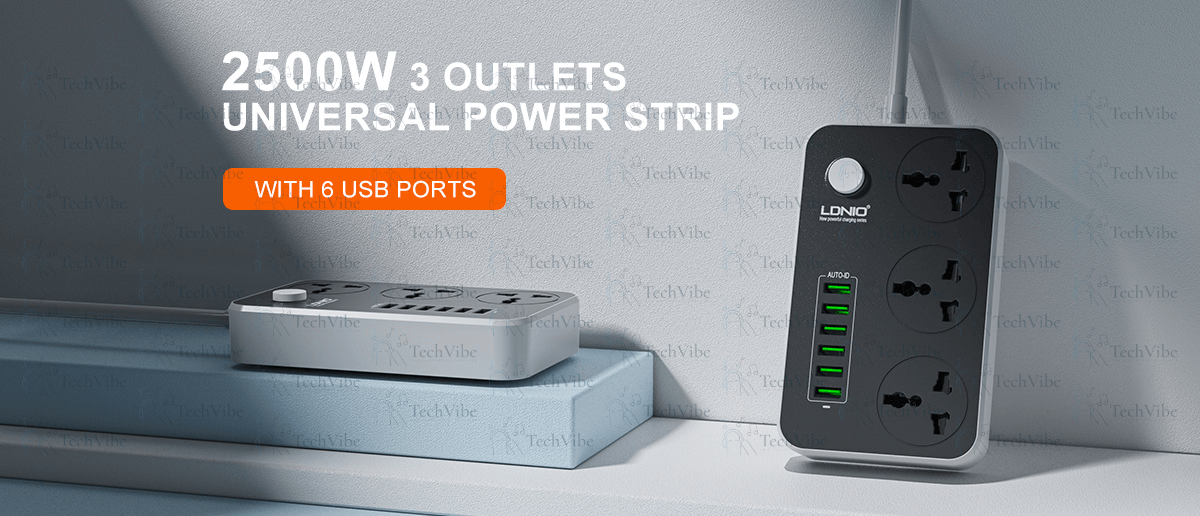 LDNIO 3 Ac Outlets Universal Power Strip Sc3604 - TechVibe