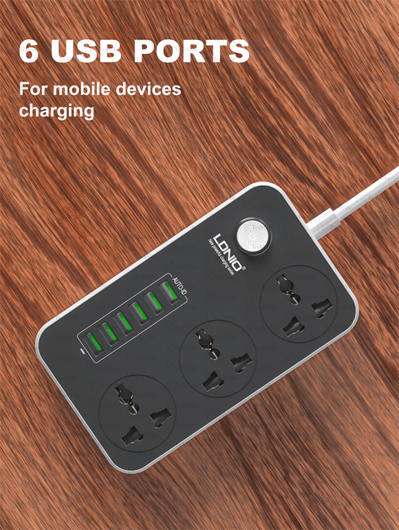LDNIO 3 Ac Outlets Universal Power Strip Sc3604 - TechVibe