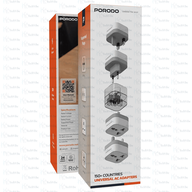 Porodo 150+ Countries Universal AC Adapters - TechVibe