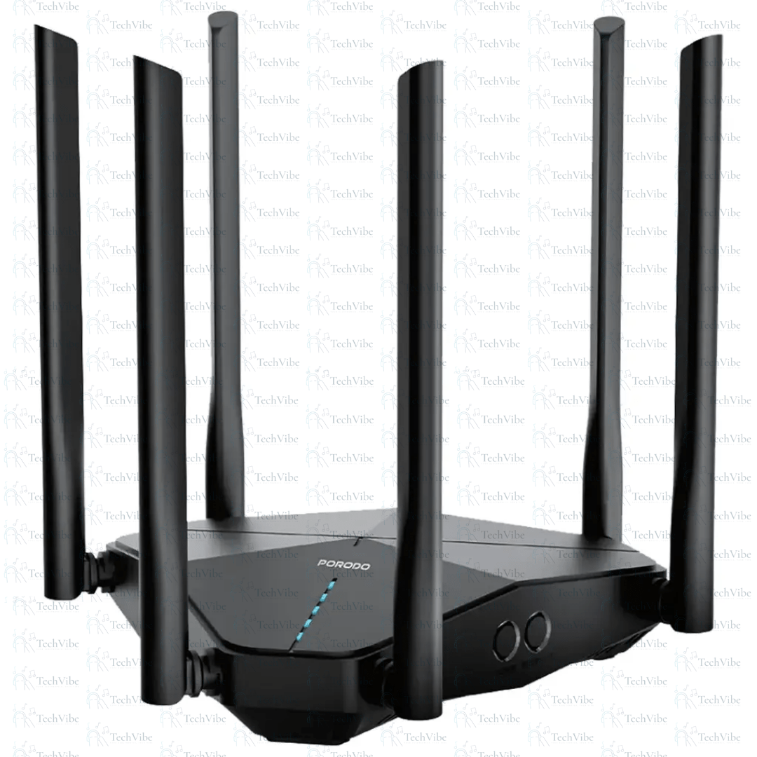 Porodo Dual Band Portable Wi-Fi Router with six antennas for enhanced connectivity and 4G support.