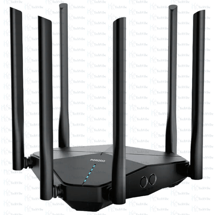 Porodo Dual Band Portable Wi-Fi Router with six antennas for enhanced connectivity and 4G support.