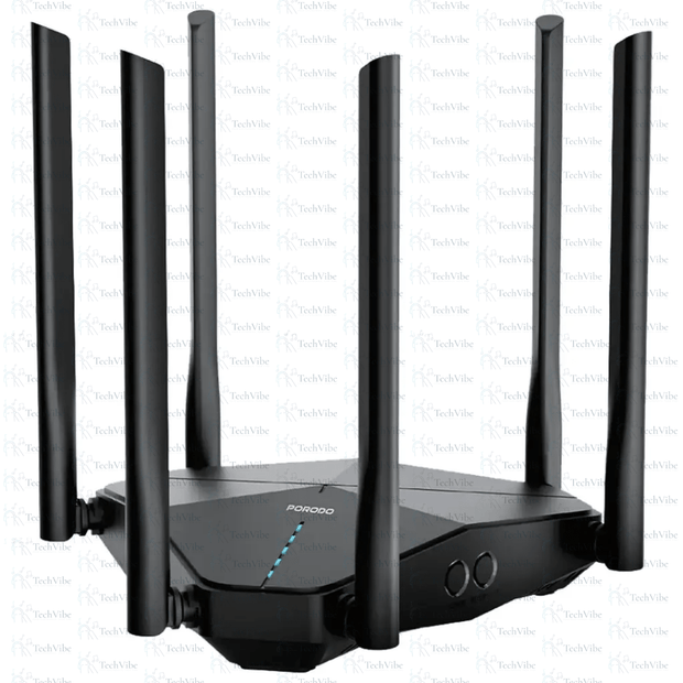 Porodo Dual Band Portable Wi-Fi Router with six antennas for enhanced connectivity and 4G support.