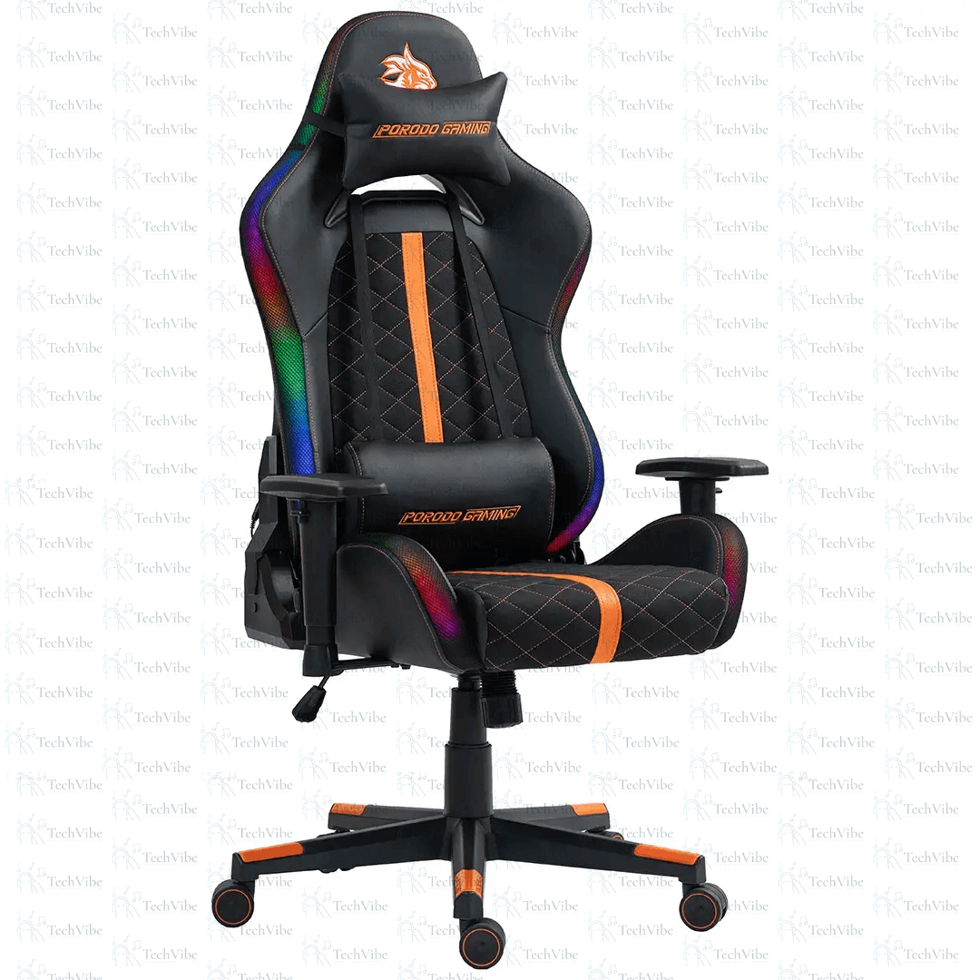 Porodo Gaming Ergonomic RGB Gaming Chair - Black/Orange - TechVibe