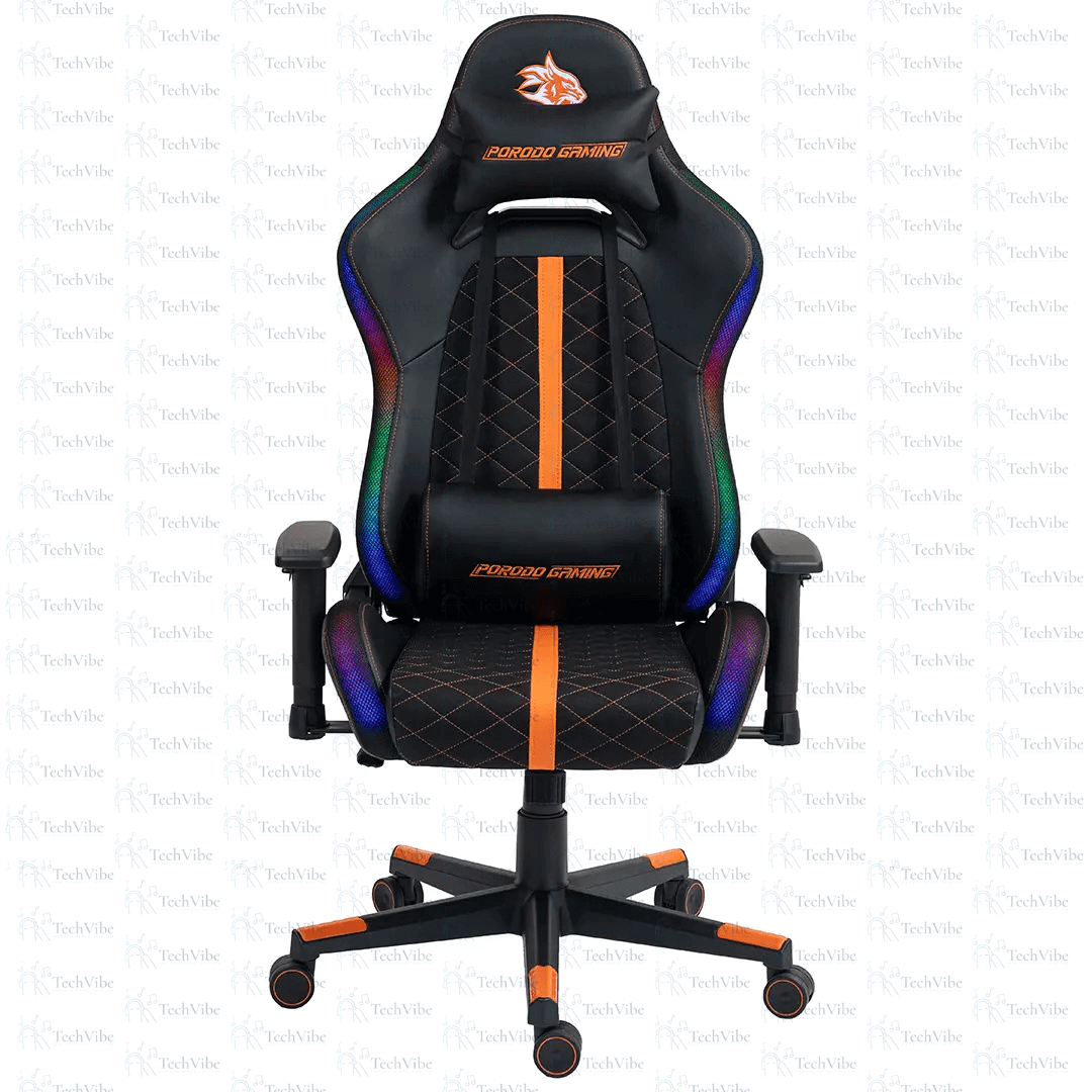 Porodo Gaming Ergonomic RGB Gaming Chair - Black/Orange - TechVibe