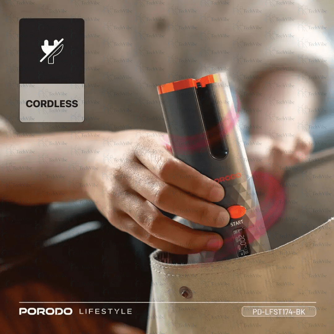 Porodo Lifestyle Automatic Hair Curler - Black - TechVibe