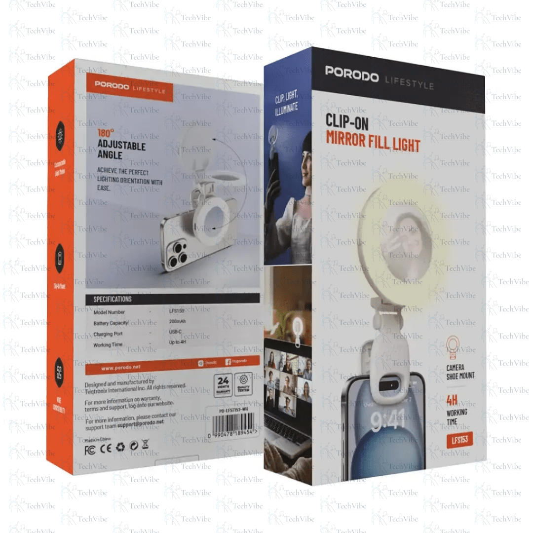 Porodo Lifestyle Clip - On Mirror Fill Light - TechVibe