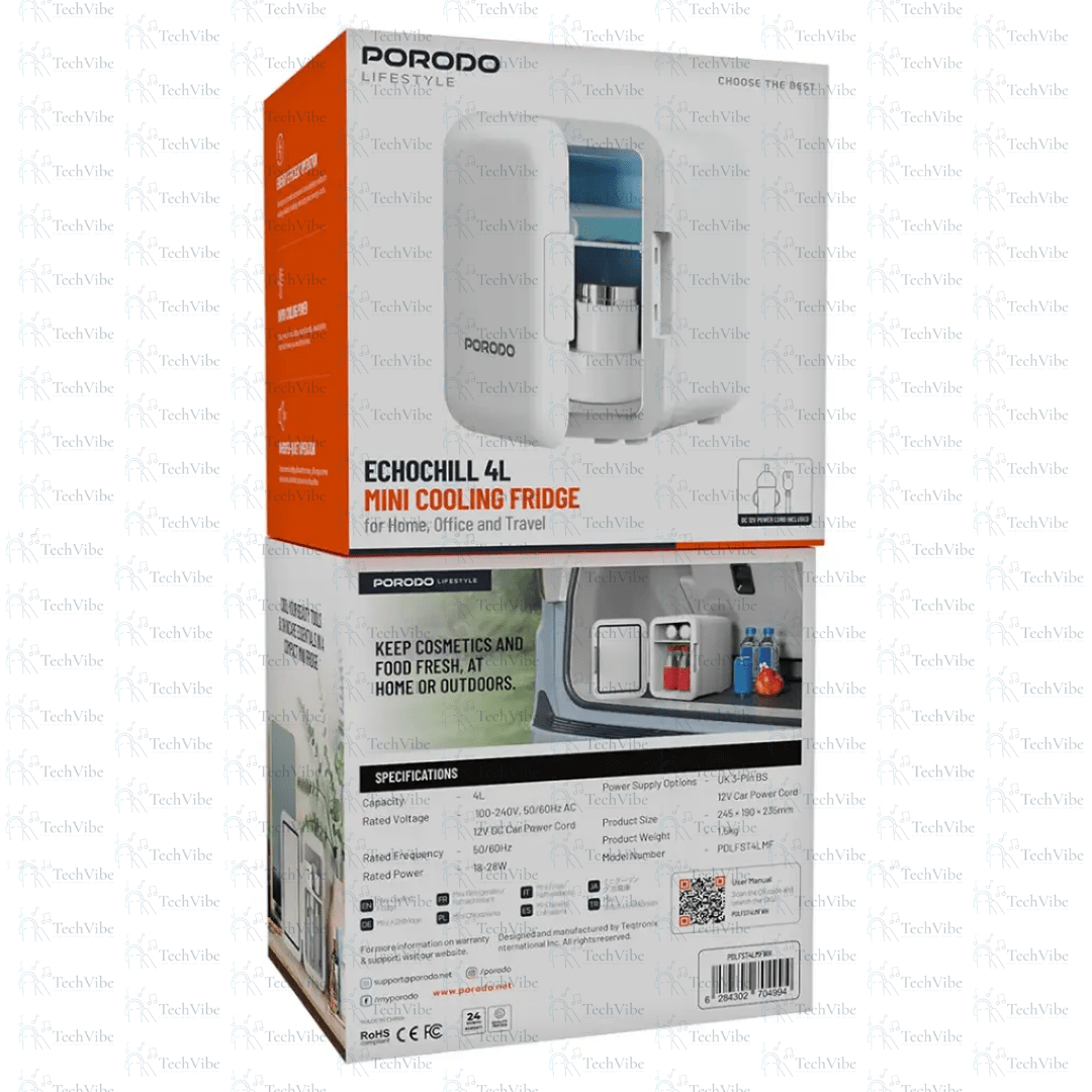 Porodo Lifestyle Echochill 4L Min Cooling Fridge, For Home, Office And Travel - TechVibe