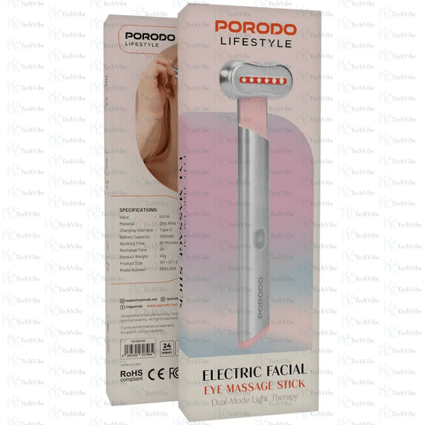 Porodo Lifestyle Electrical Eye Massage Stick - Silver White - TechVibe
