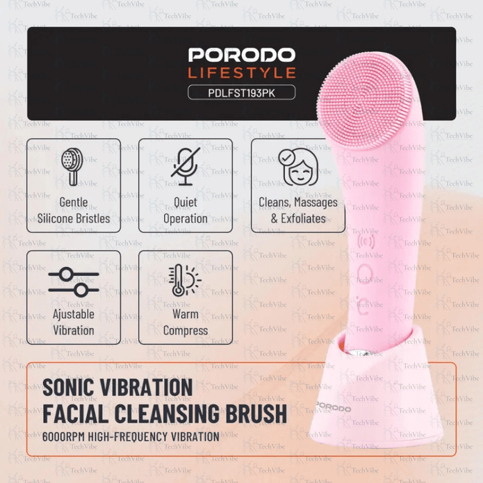 Porodo Lifestyle Sonic Vibration Facial Cleansing Brush - TechVibe